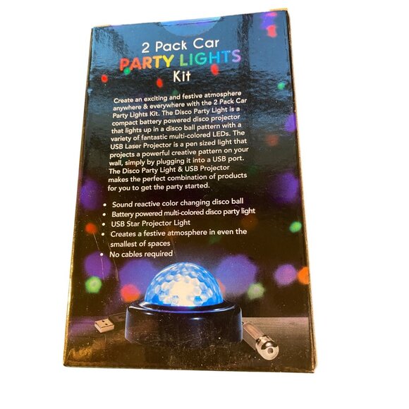 2 Pack Car Party Lights Kit USB Powered Disco Ball & Star Projector Light Sound - Picture 6 of 7